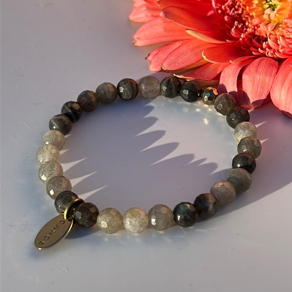 Custom-Cut Designed Semi-Precious Natural Labradorite Gemstone Bracelet.